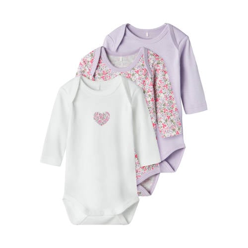 NAME IT BABY romper NBFBODY - set van 3 paars/roze/groen afbeelding