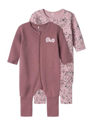 baby pyjama met all over print - s/mauve (set van 2 paar)