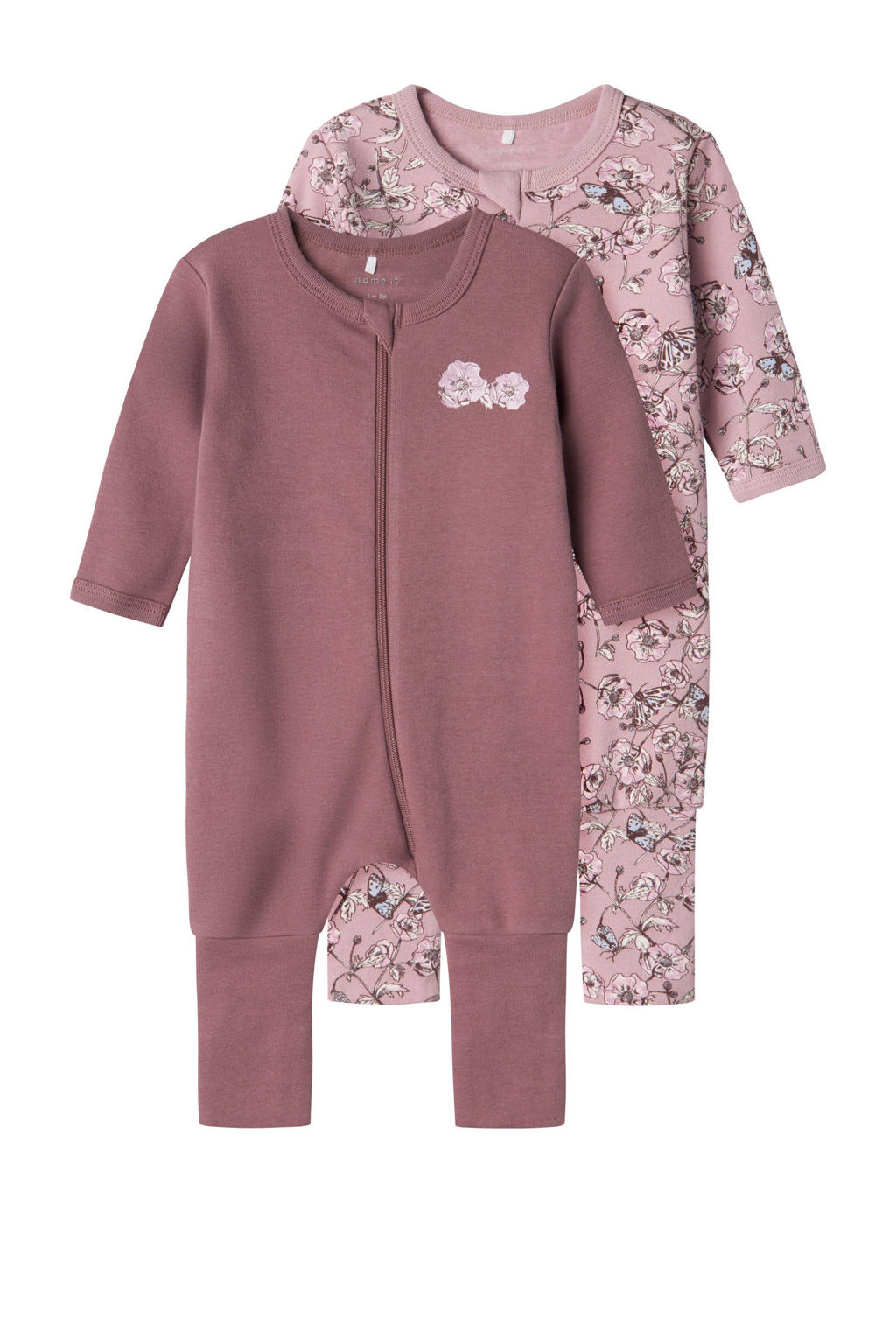 NAME IT BABY baby pyjama met all over print - s/mauve (set van 2 paar)