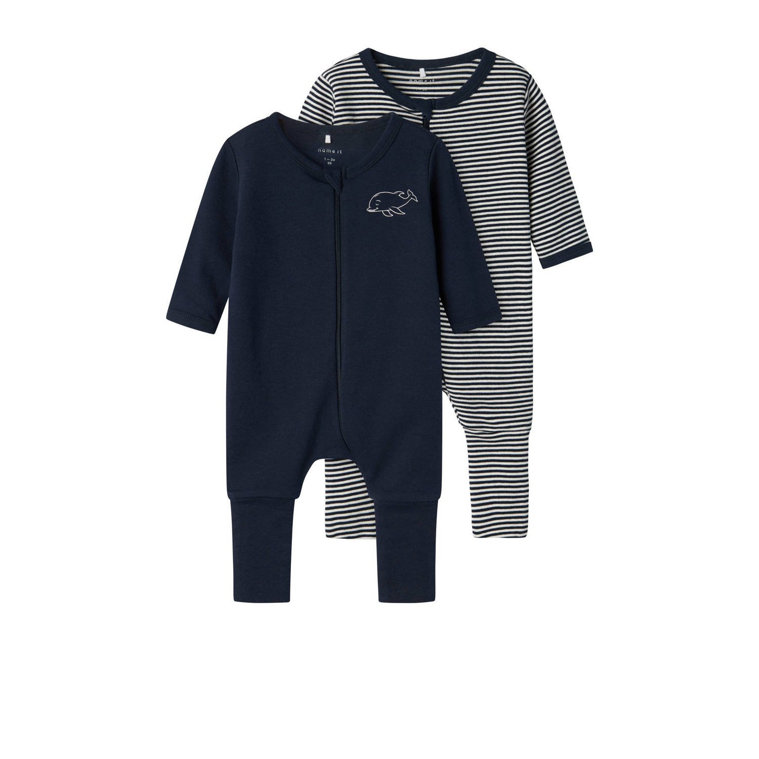 Name it BABY pyjama set van 2 donkerblauw wit Jongens Katoen Ronde hals 104