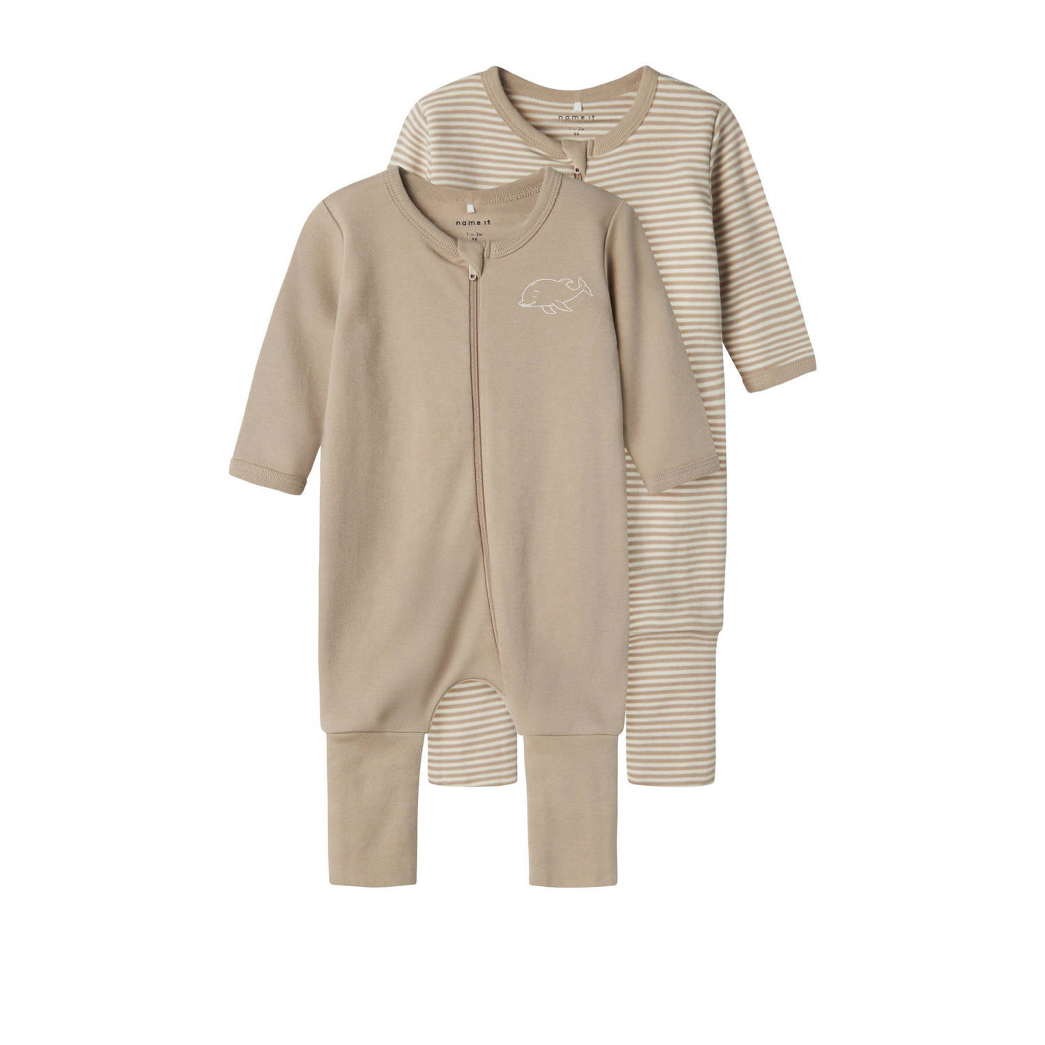 Name it BABY pyjama set van 2 donkerblauw wit Beige Jongens Katoen Ronde hals 104