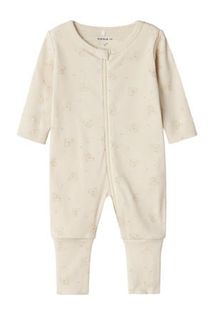 baby pyjama met all over print beige/bruin