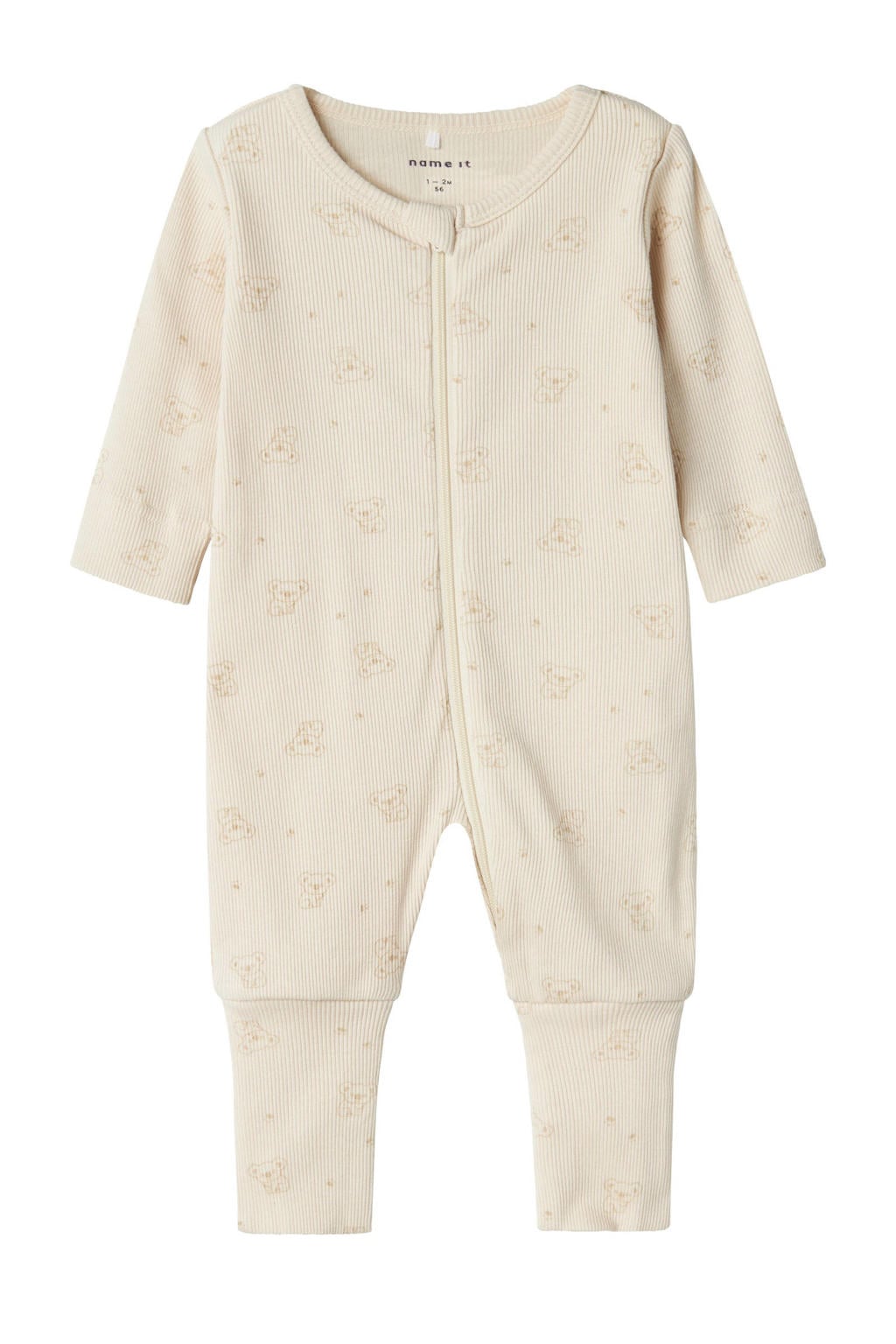NAME IT BABY baby pyjama met all over print beige/bruin