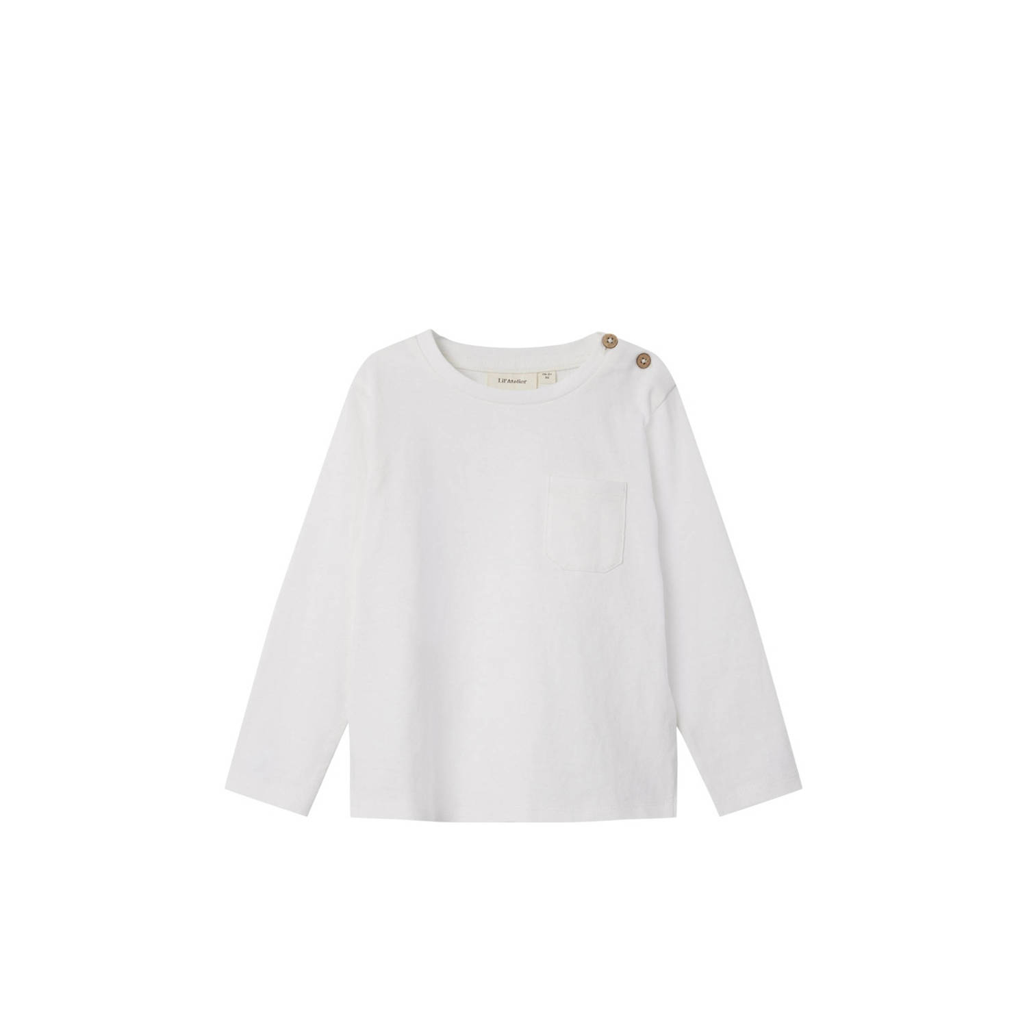 LIL' ATELIER MINI longsleeve NMMDOLAN wit Jongens Katoen Ronde hals Effen 122 128