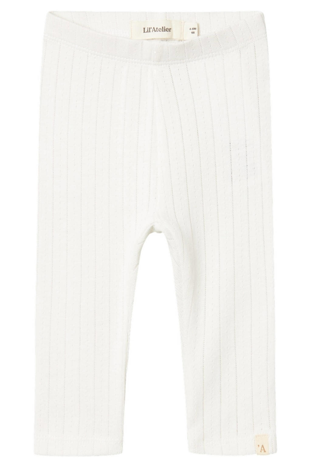 Antiek cremewit meisjes LIL' ATELIER BABY baby broek offwhite van katoen met slim fit, elastische tailleband en effen