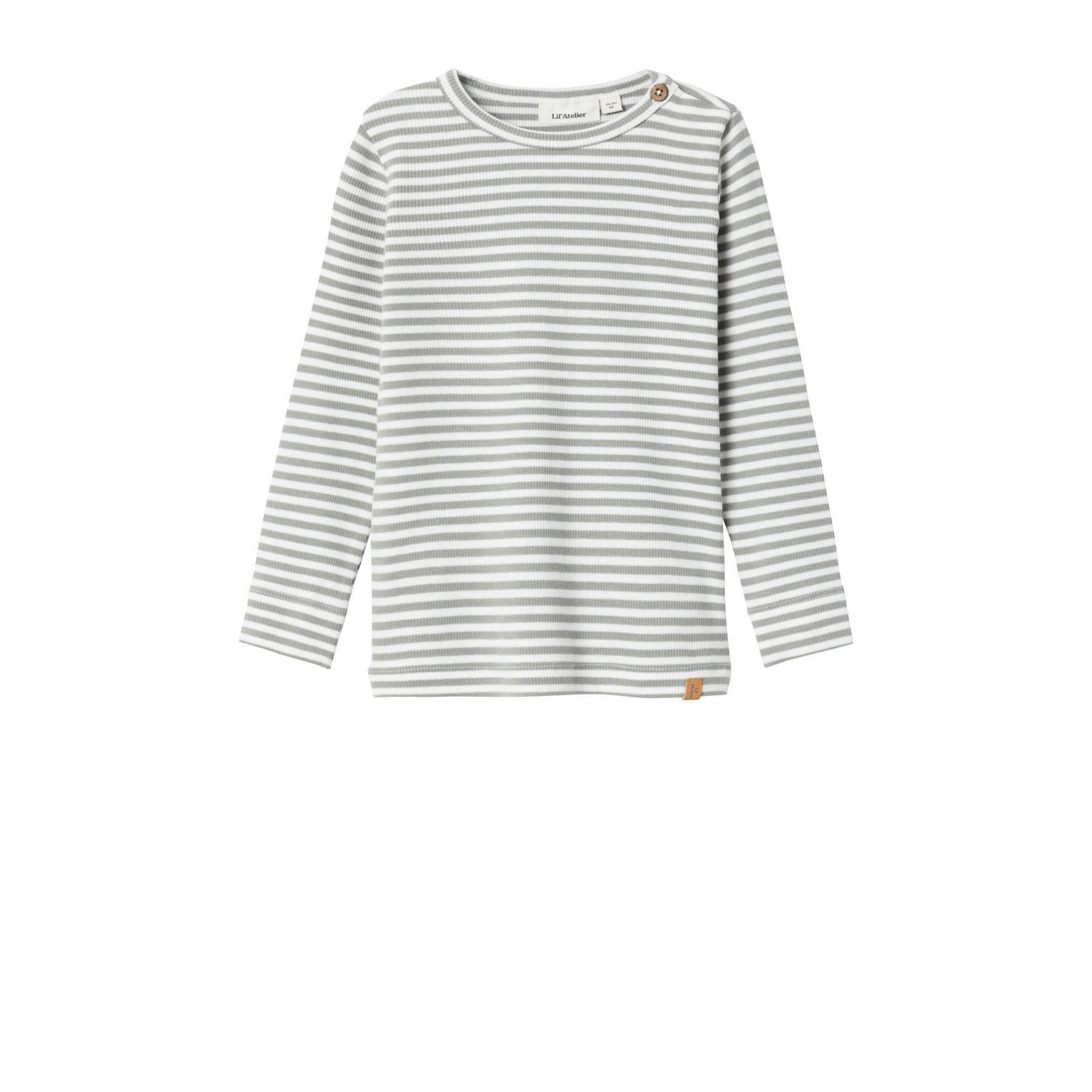 LIL' ATELIER MINI gestreepte longsleeve NMMGAGO offwhite taupe Bruin Jongens Katoen Ronde hals 122 128