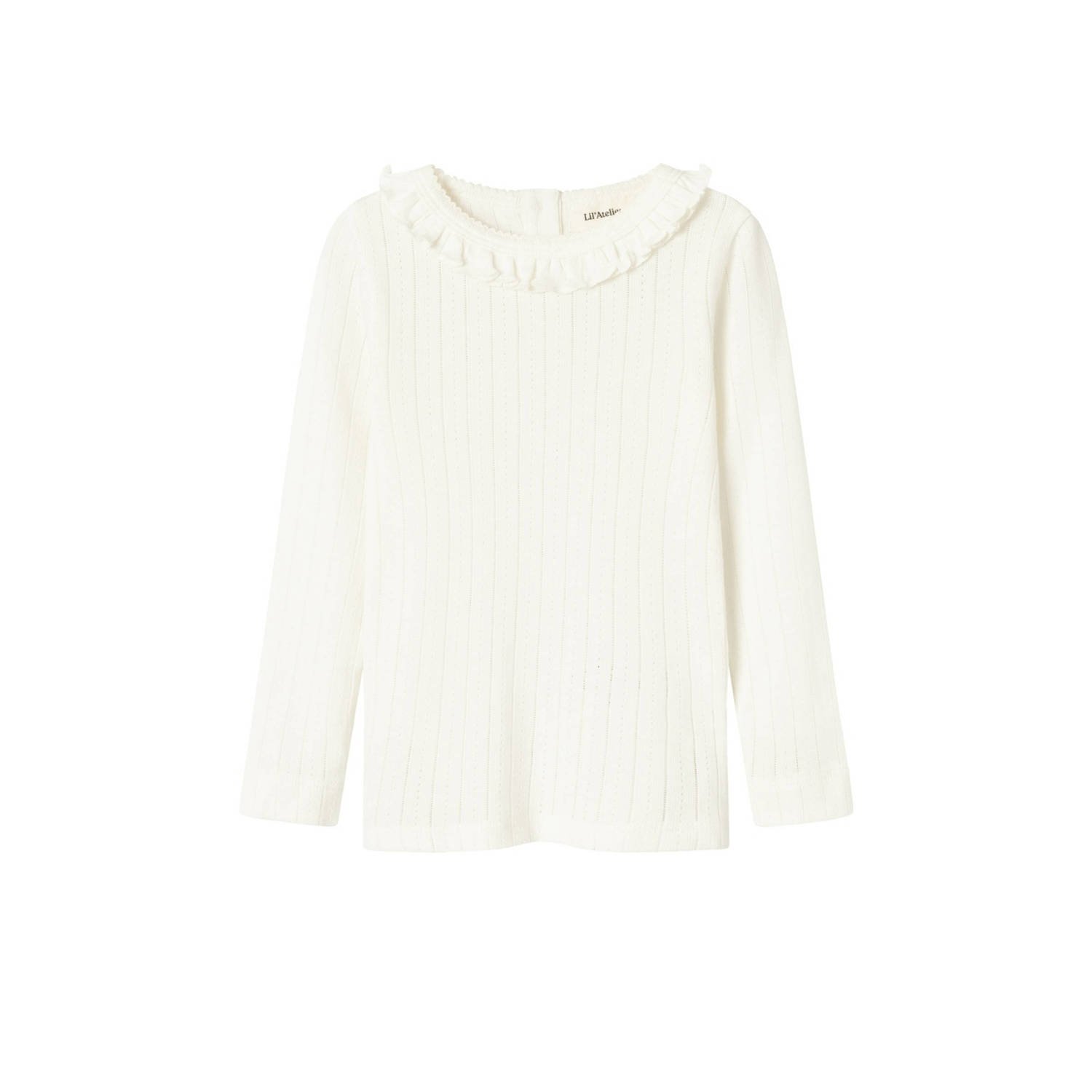 LIL' ATELIER MINI longsleeve NMFRACHEL offwhite Wit Meisjes Katoen Ronde hals 122 128