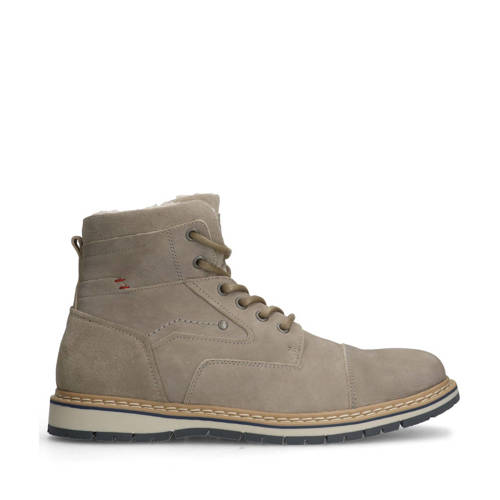 Manfield gevoerde nubuck veterboots taupe afbeelding