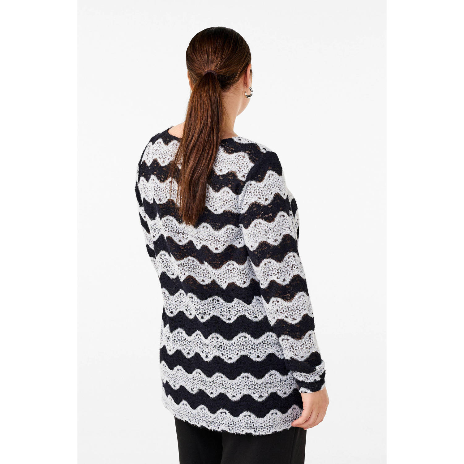 Zizzi gehaakte top met zigzag print zwart grijs