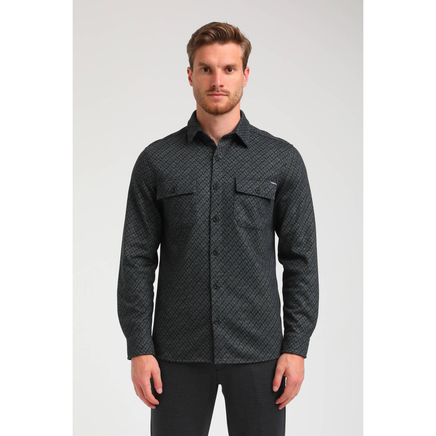 GABBIANO overhemd met all over print donkergroen