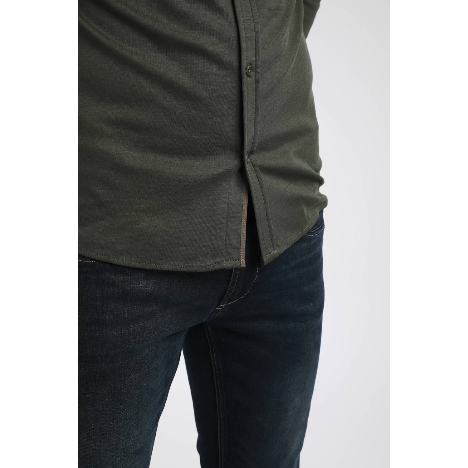 GABBIANO slim fit overhemd donkergroen