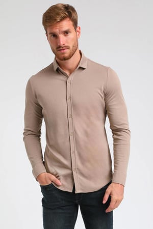 slim fit overhemd beige