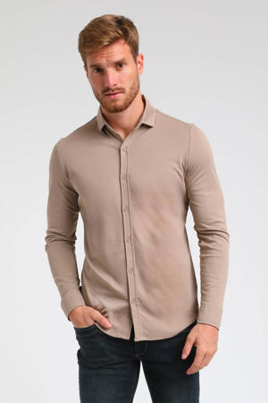 slim fit overhemd beige