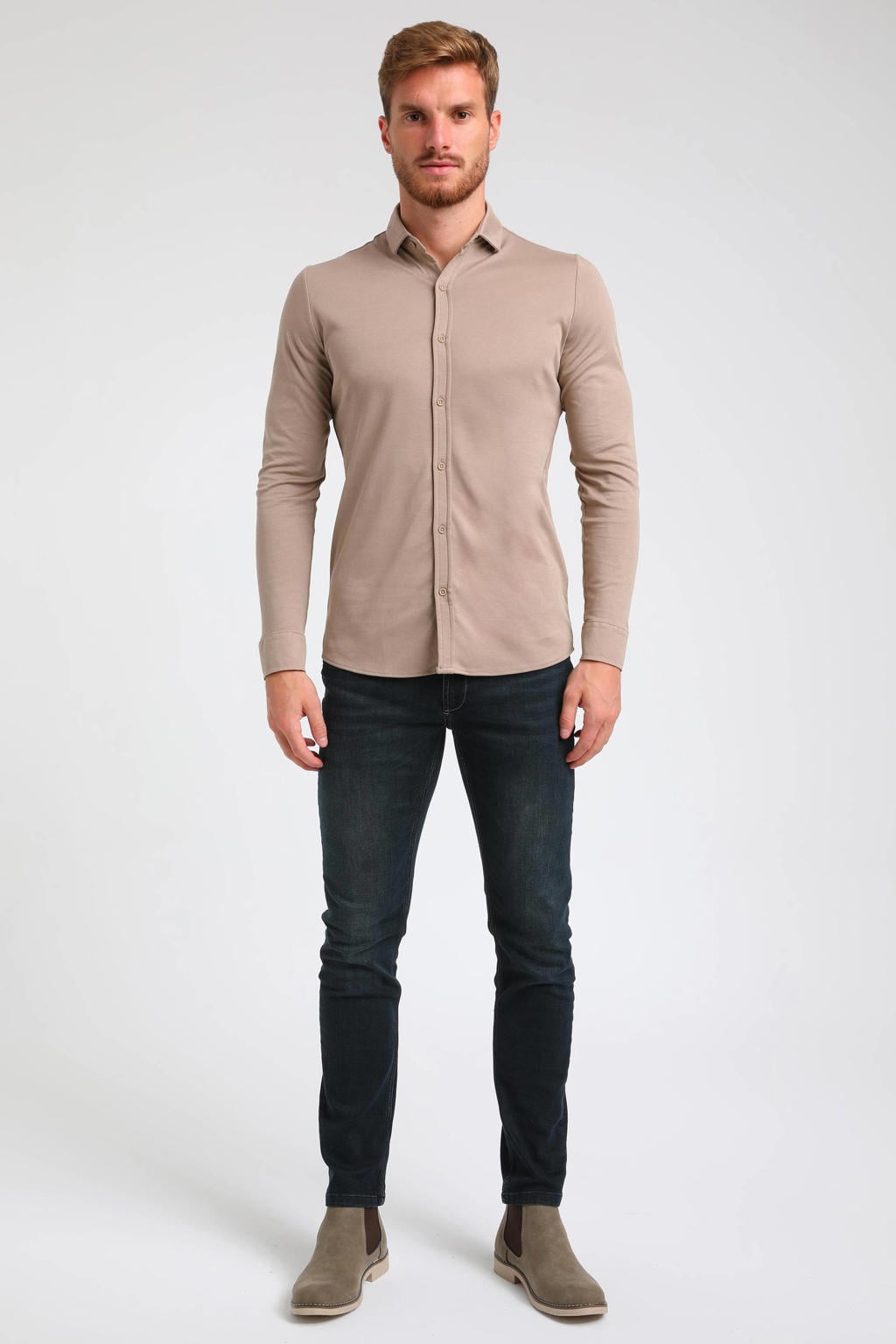 GABBIANO slim fit overhemd beige