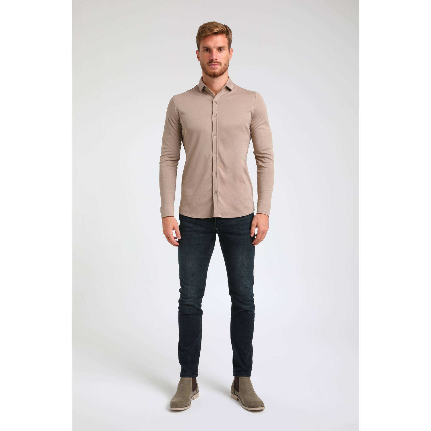 GABBIANO slim fit overhemd beige