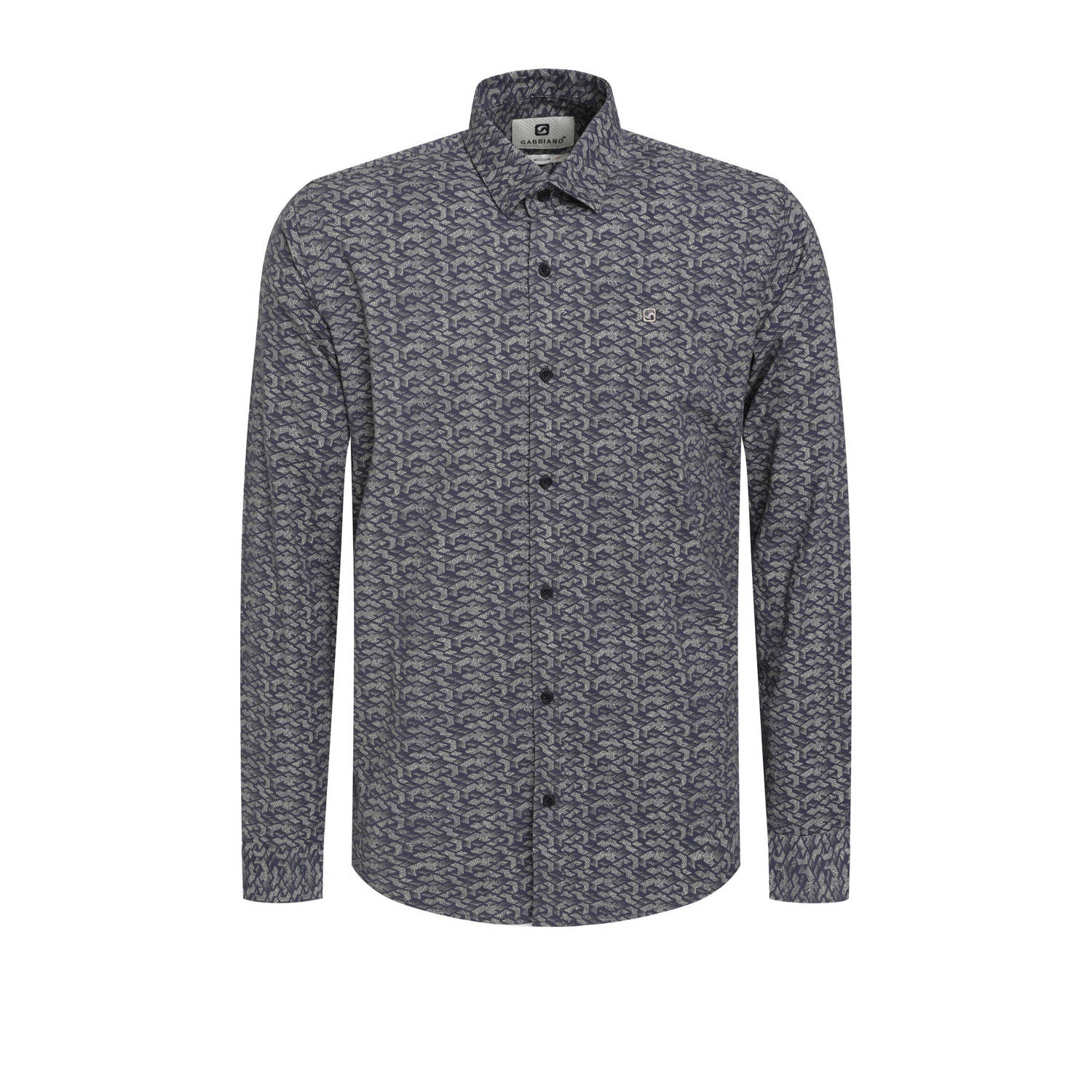 GABBIANO slim fit overhemd met all over print navy