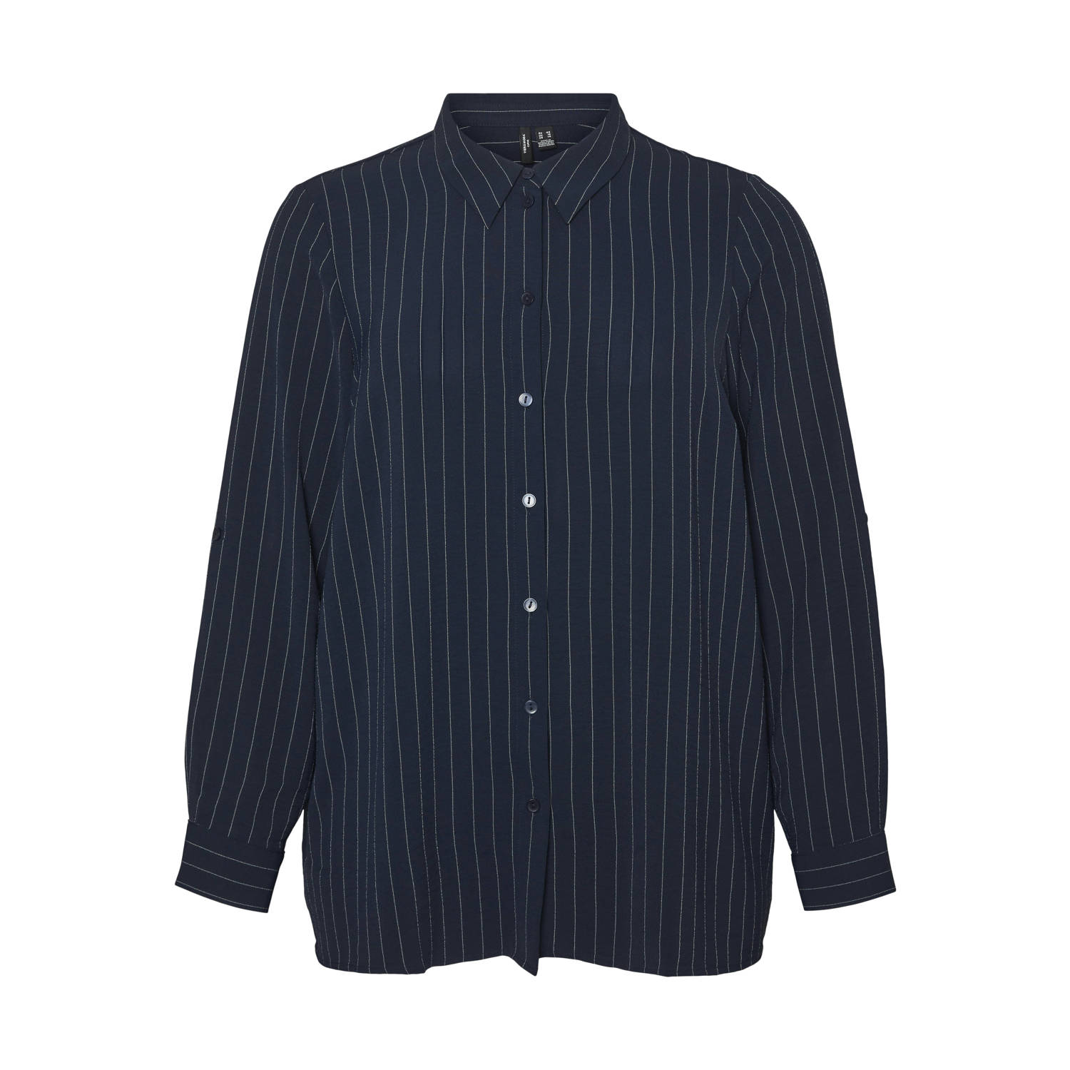 VERO MODA CURVE blouse VMCEMMA met krijtstreep donkerblauw