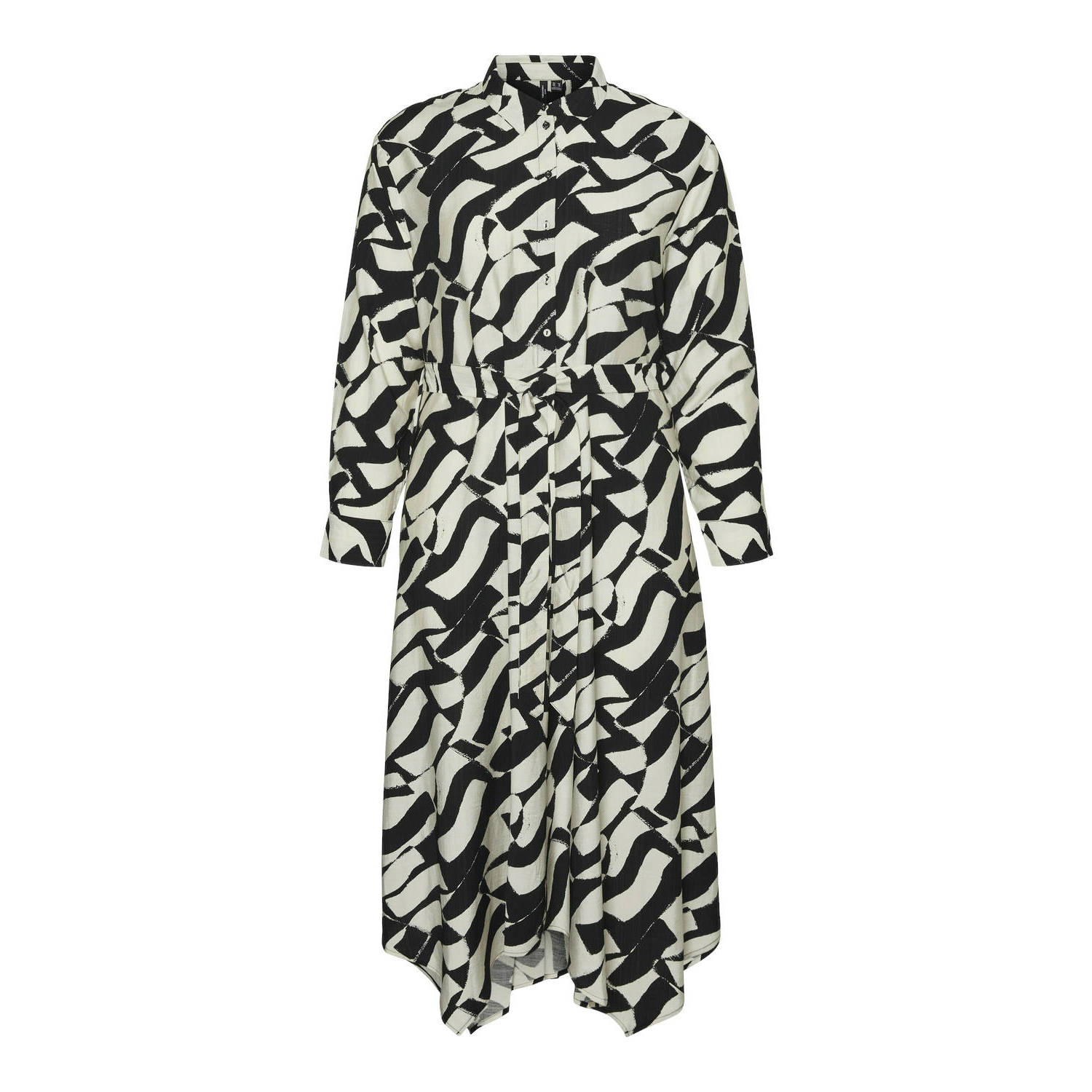 VERO MODA CURVE A-lijn jurk met all over print zwart wit