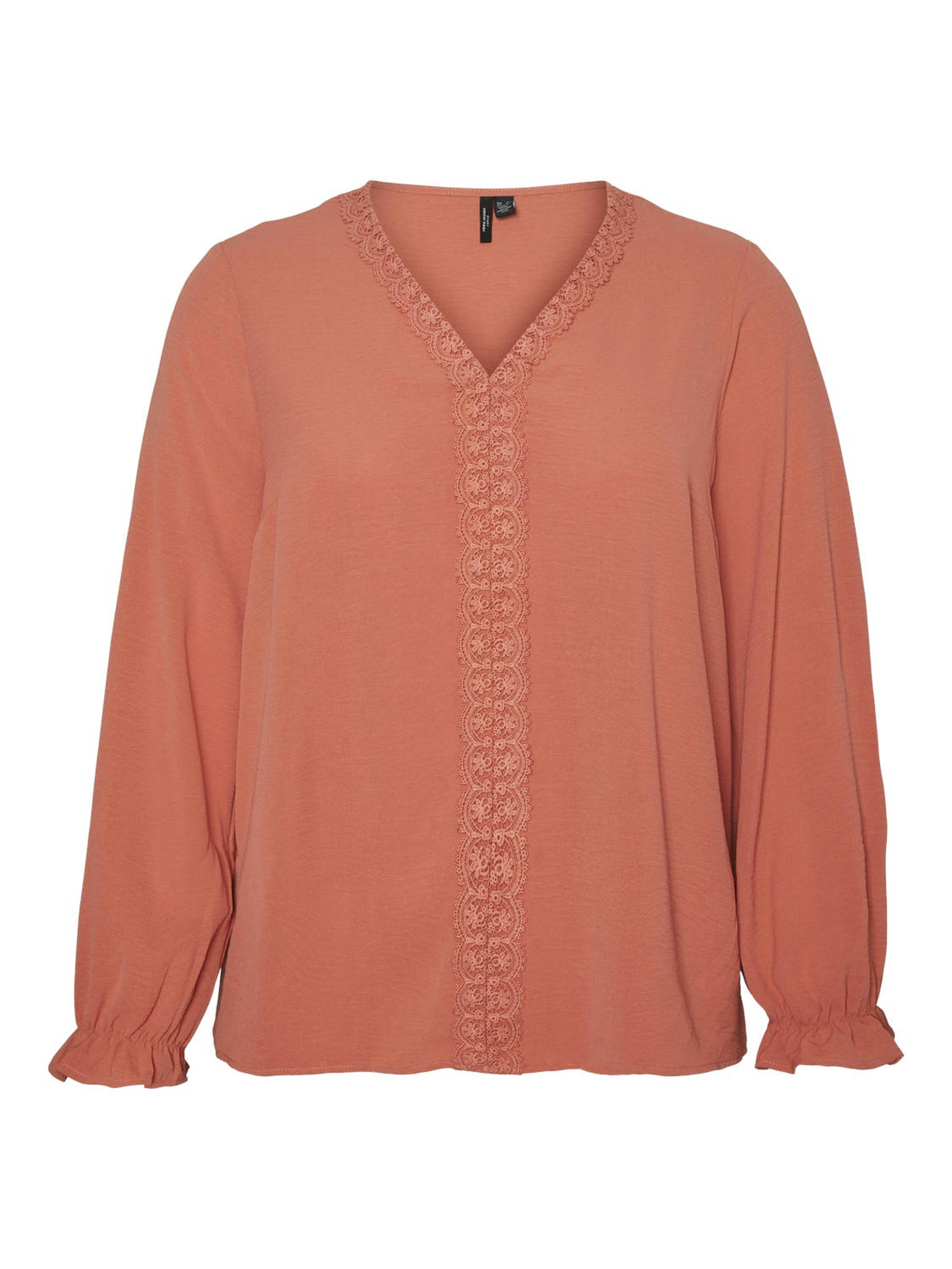 Oranje-koraalkleurige top CALVA van VERO MODA CURVE