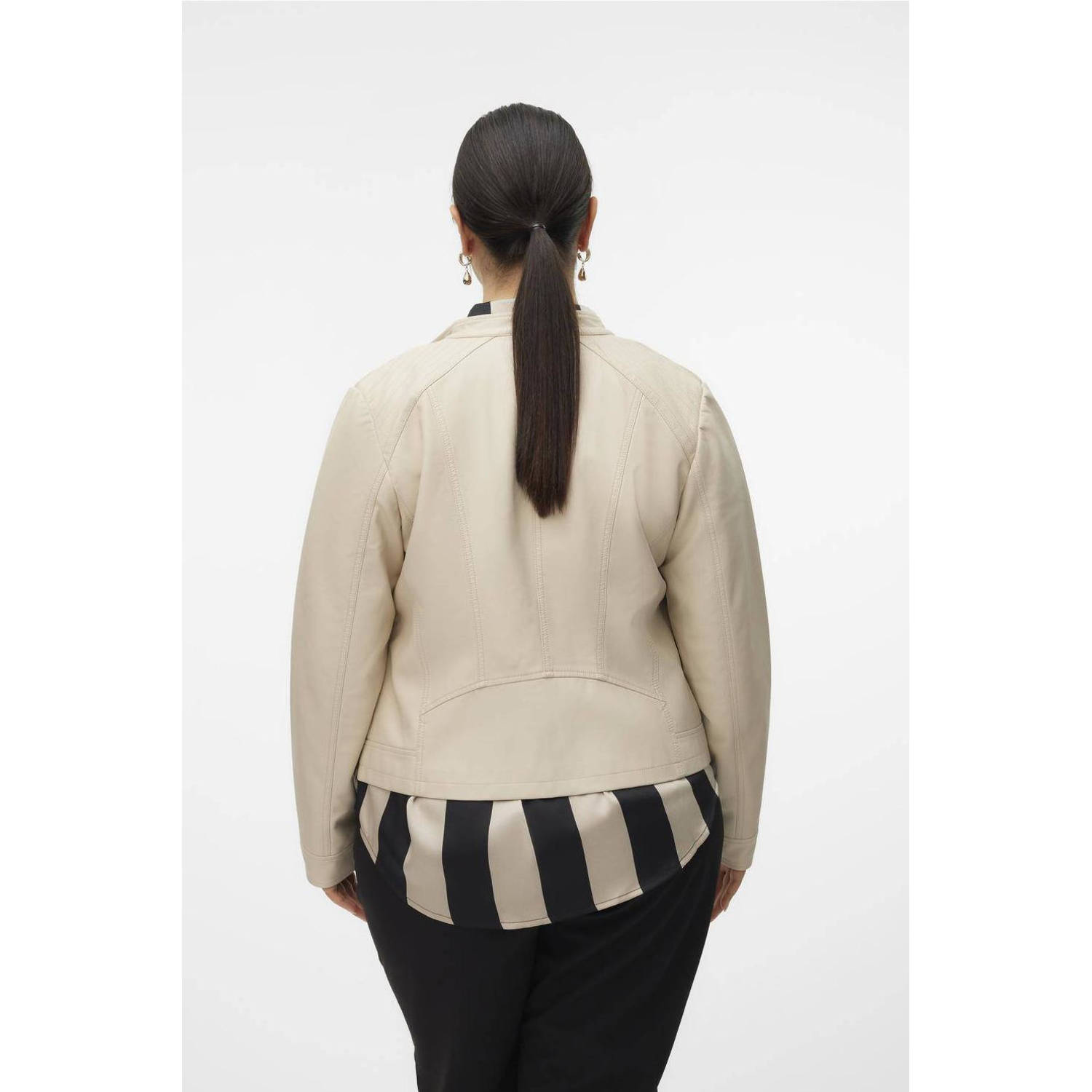 VERO MODA CURVE imitatieleren bikerjack VMCFAVODONA zwart