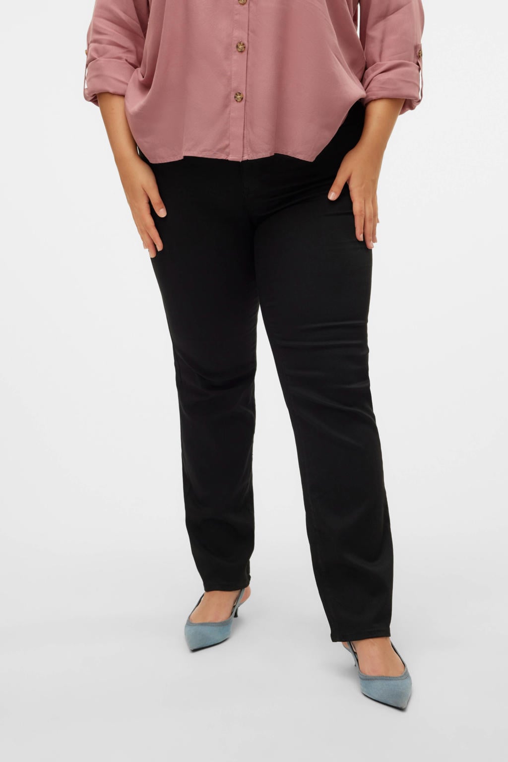 VERO MODA CURVE straight leg jeans zwart
