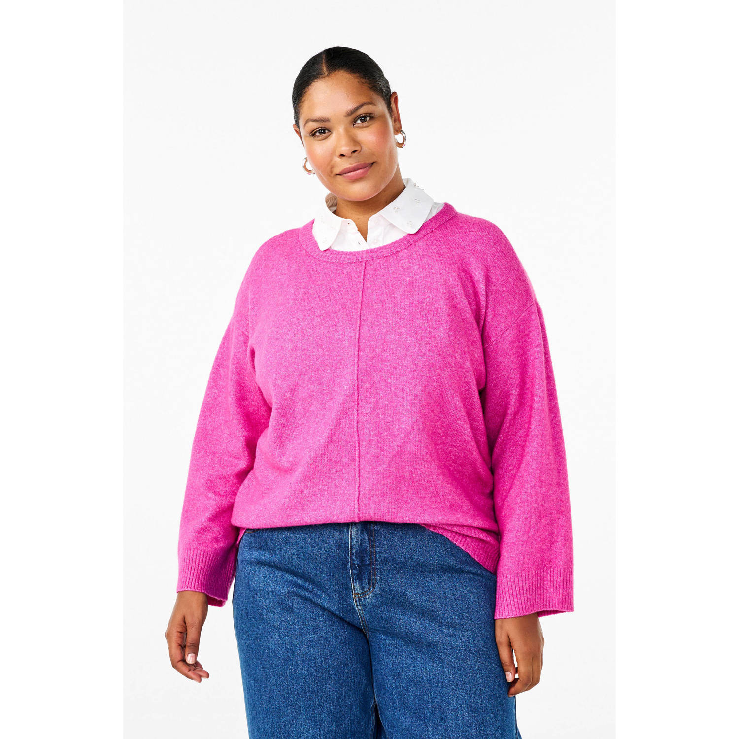 Zizzi gebreide trui roze