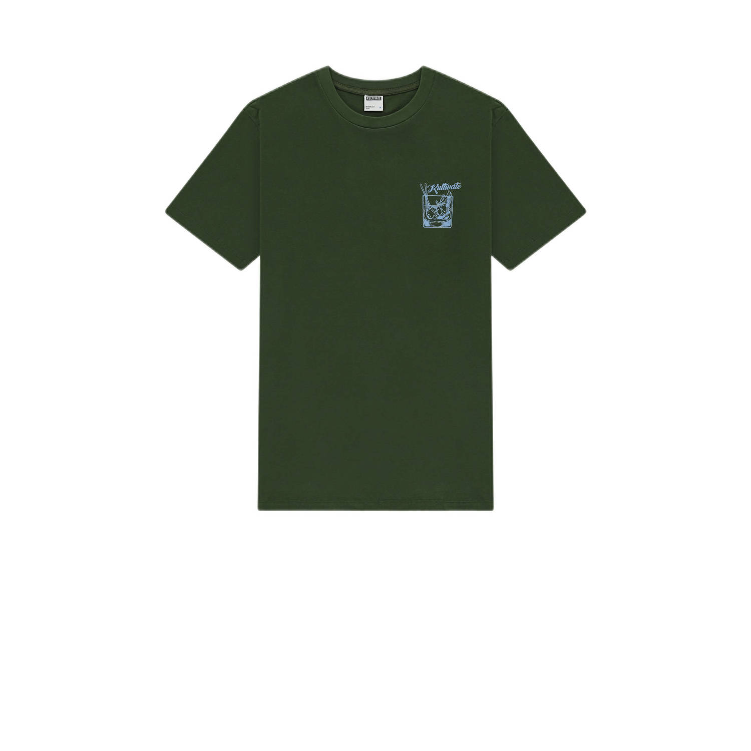 Kultivate T-shirt CHEERS met backprint kombu green