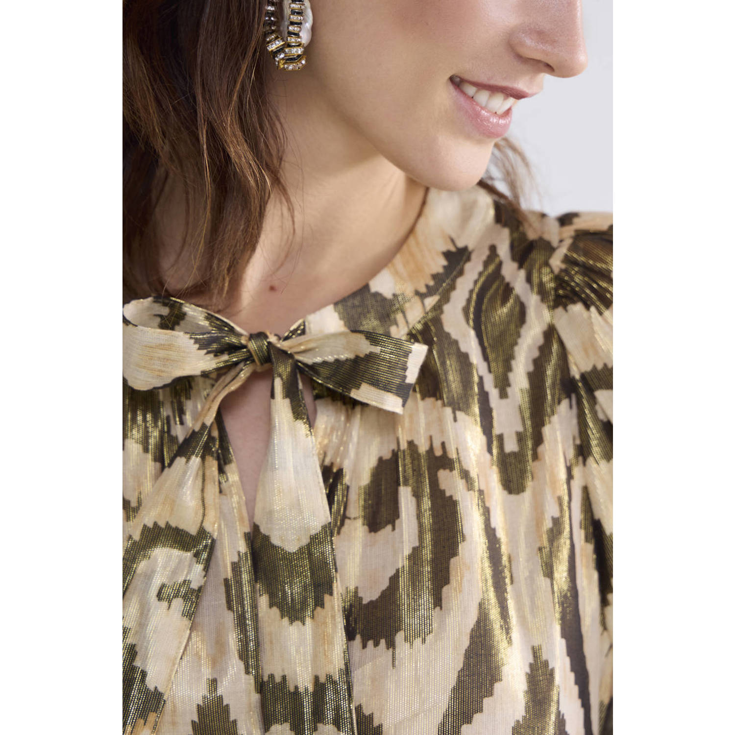 Summum blouse met all over print groen beige