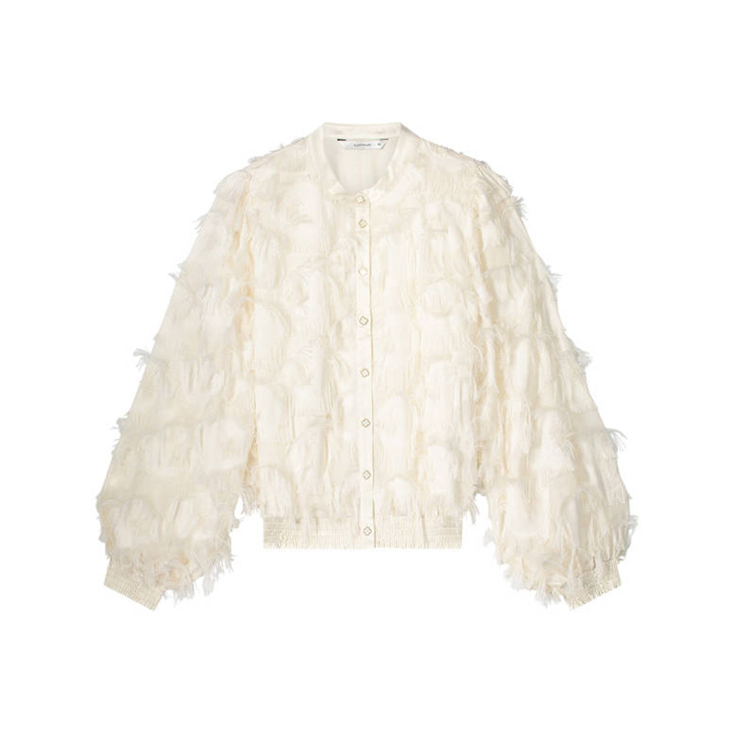 Summum Woman Witte Fringe Fluffy Blouse Elegant White Dames