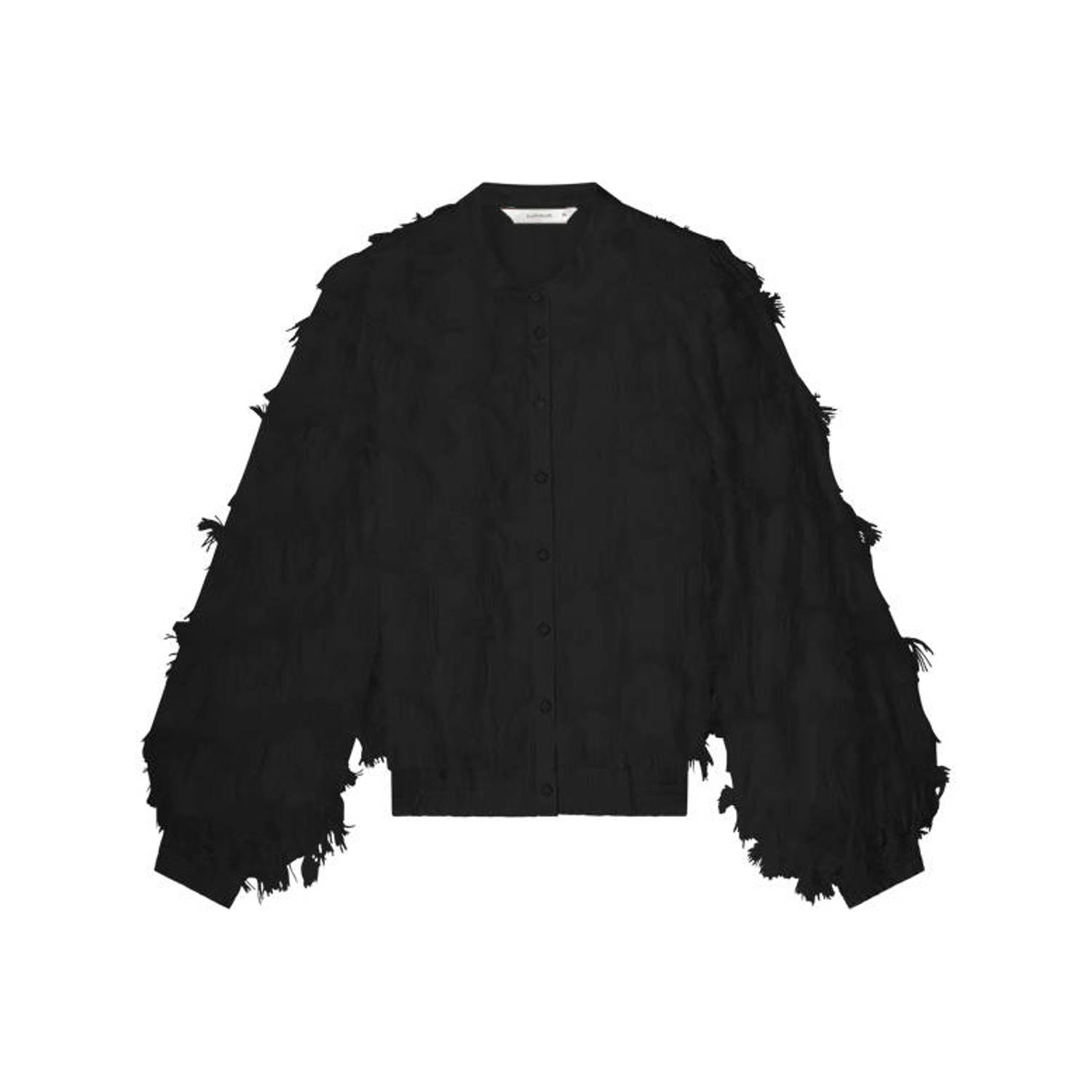 Summum Woman Elegante Fringe Fluffy Blouse Black Dames