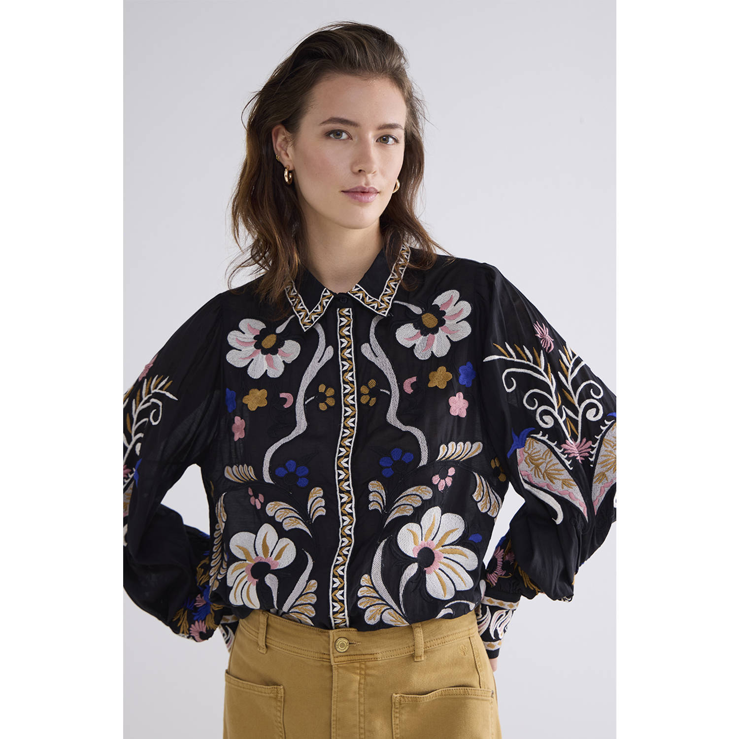 Summum blouse met all over print zwart multi