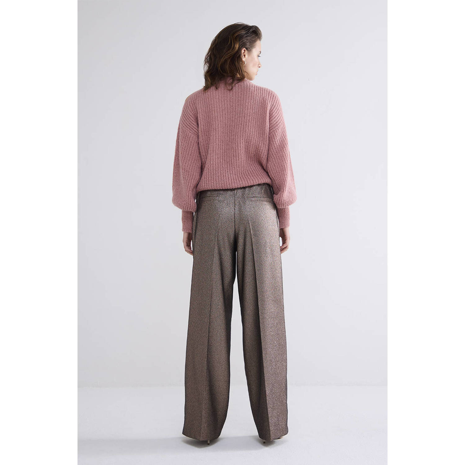 Summum wide leg broek bruin glitter