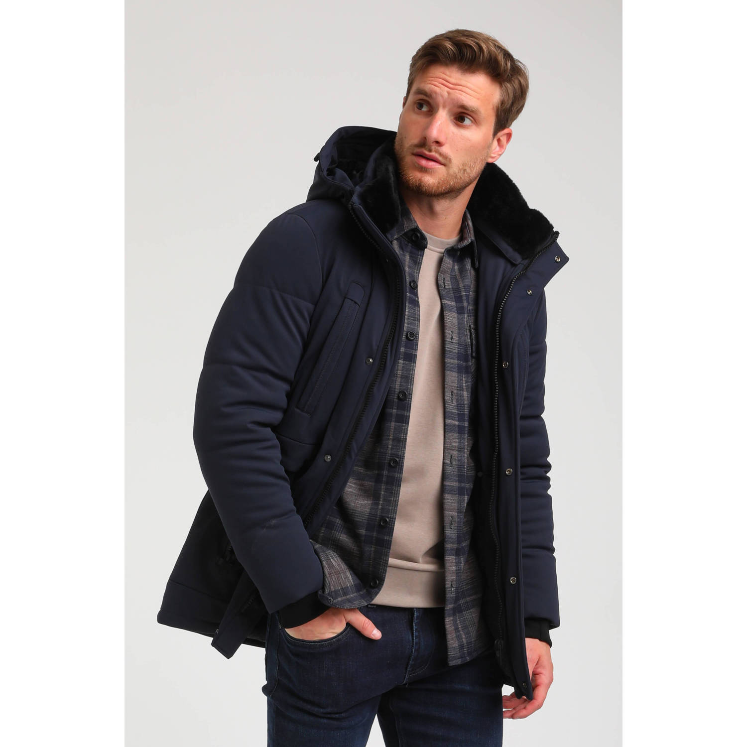 GABBIANO parka met afneembare capuchon navy