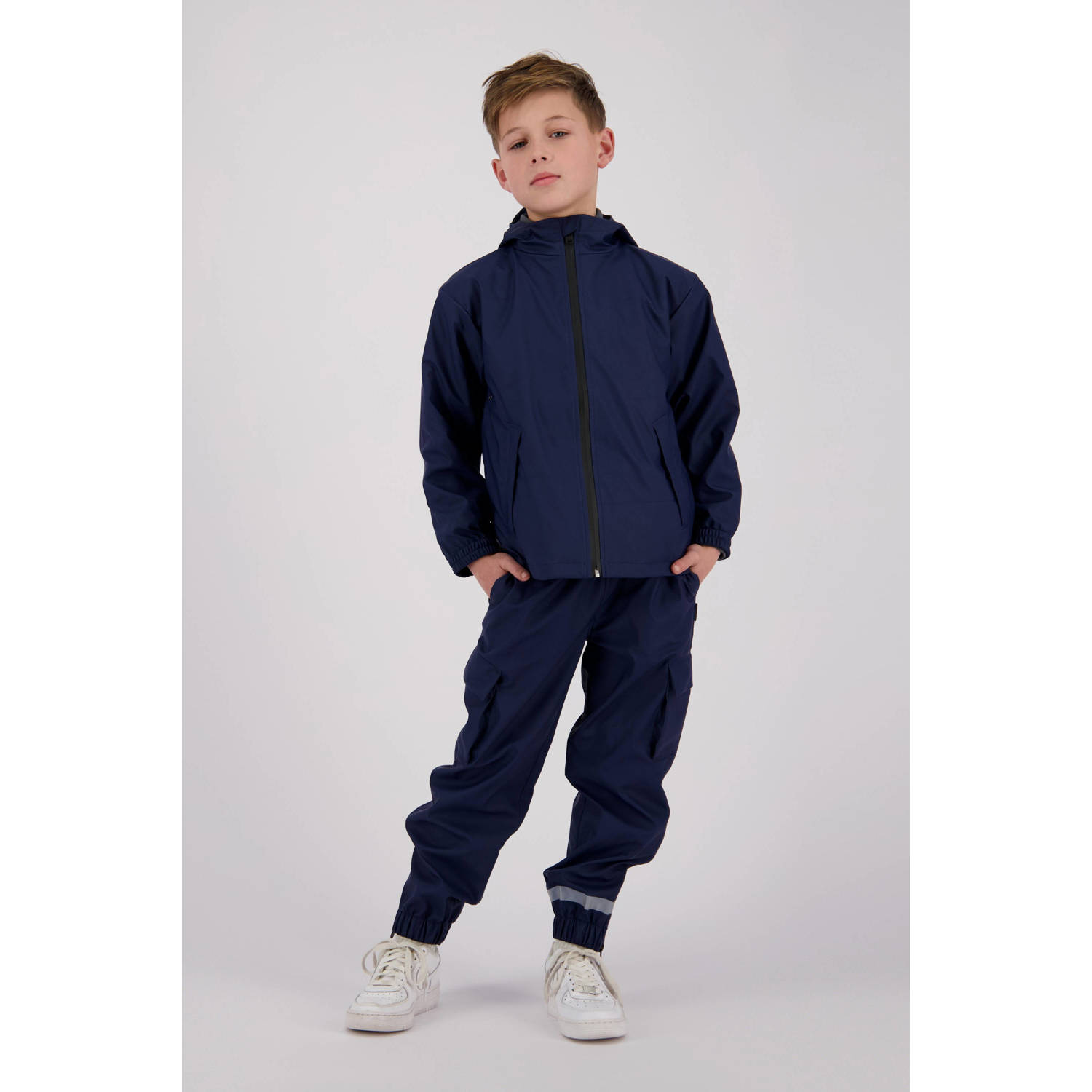VINGINO kids regenjas Thyfoon donkerblauw Polypropyleen Capuchon 110 116