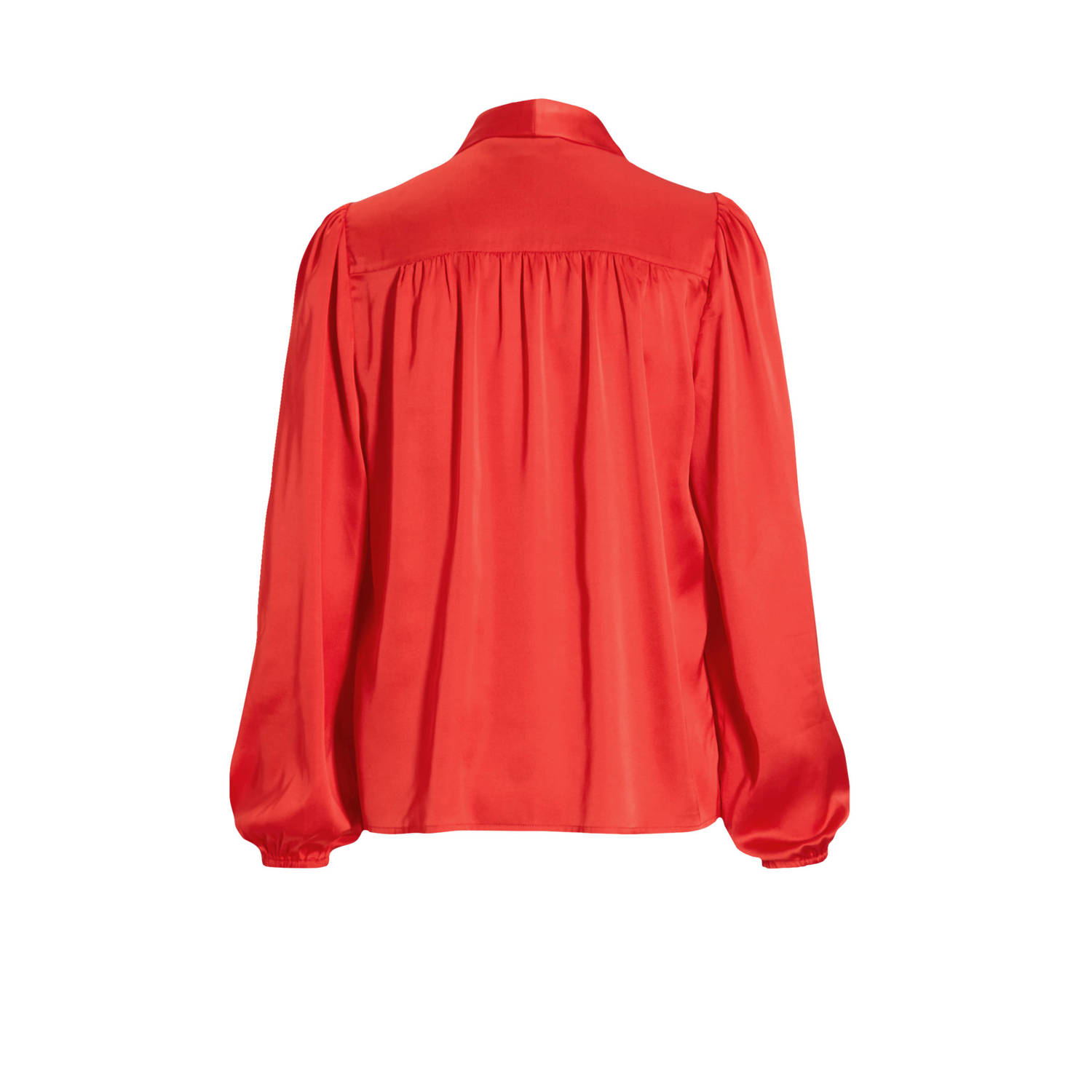 anytime satijnen blouse met strikkraag rood