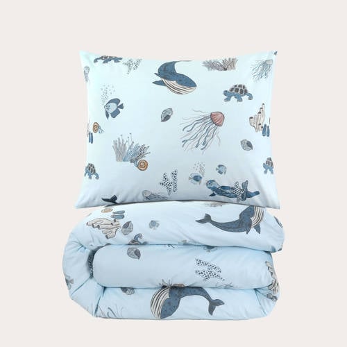 NOUS Kids katoenen dekbedovertrek kinderbed (120x150 cm) - blauw