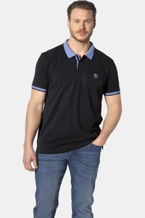 regular fit polo LAVRANS Plus Size met contrastbies zwart