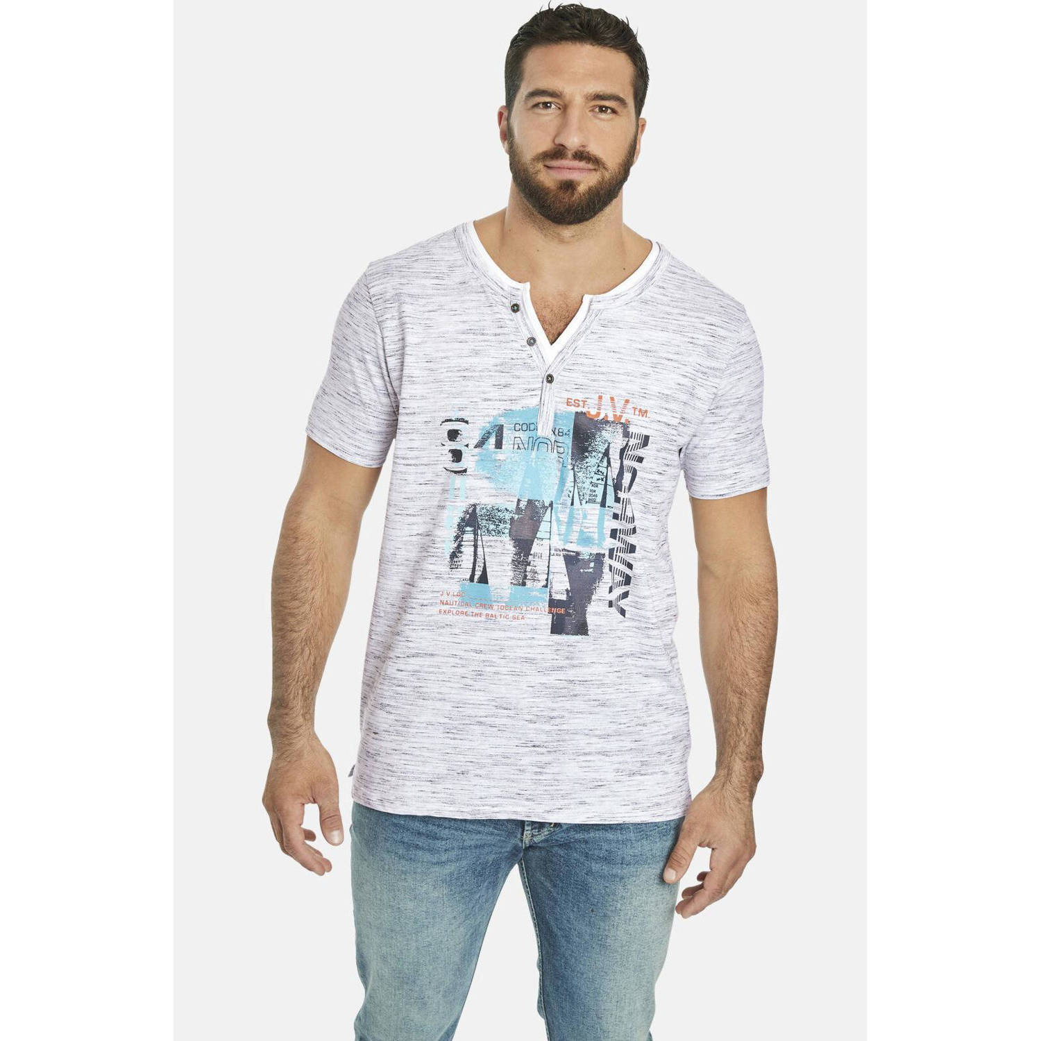 Jan Vanderstorm +FIT Collectie T-shirt BALTFRIED Plus Size met printopdruk grijs