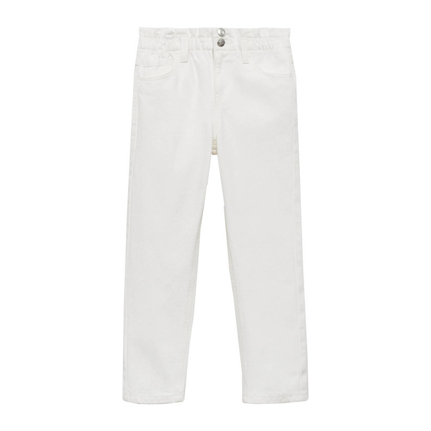 Mango Kids regular fit broek zwart Wit Meisjes Katoen Effen 128