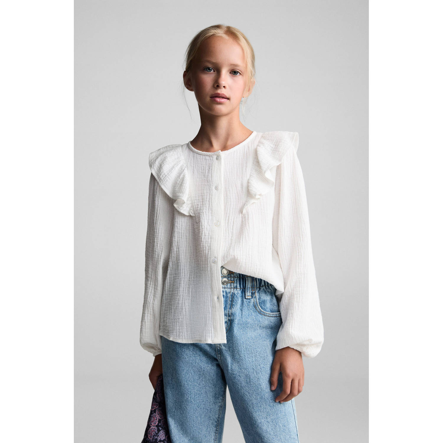 Mango Kids regular fit broek lichtblauw Meisjes Katoen Effen 152
