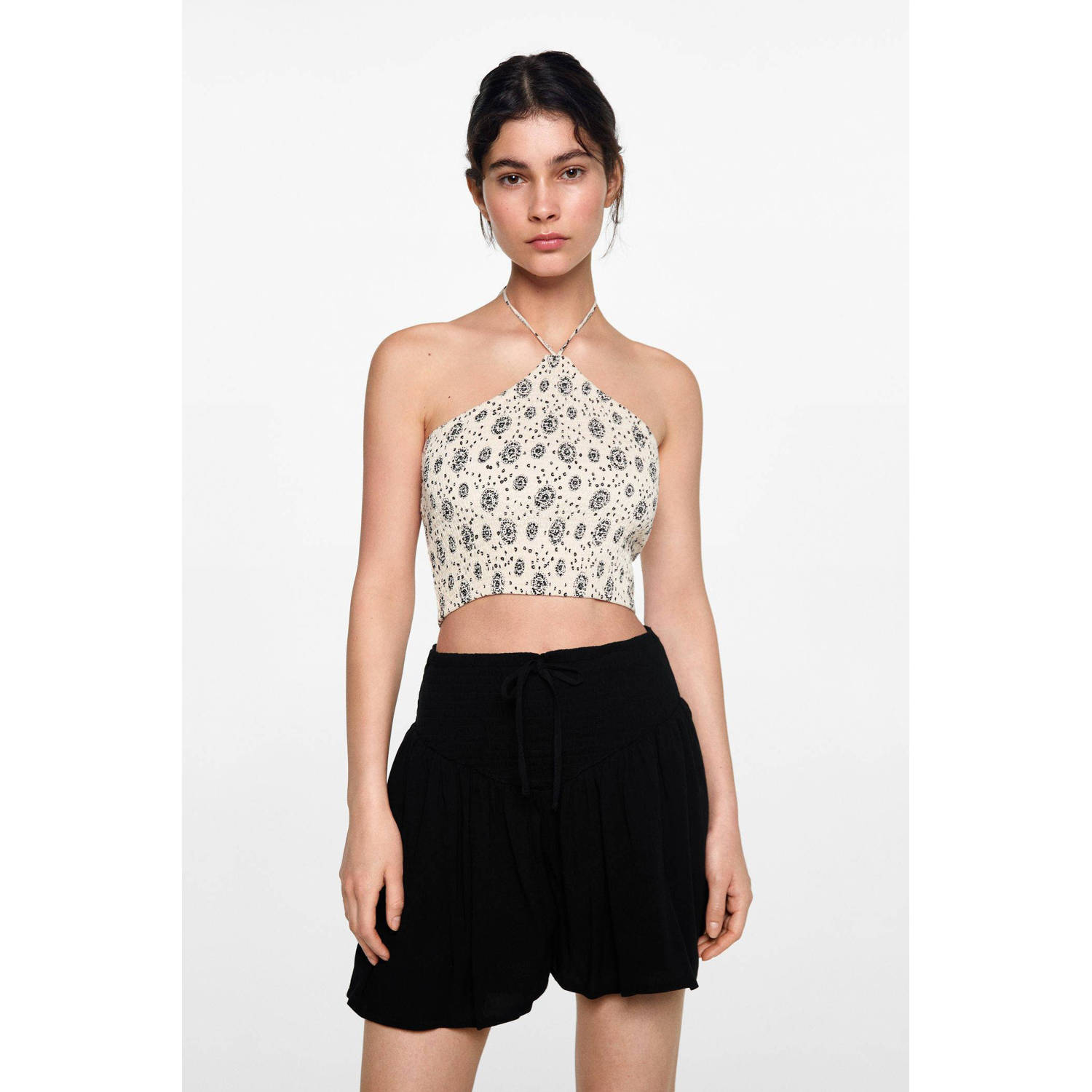 MANGO TEENS casual short zwart Korte broek Meisjes Viscose Effen 152(XXS)