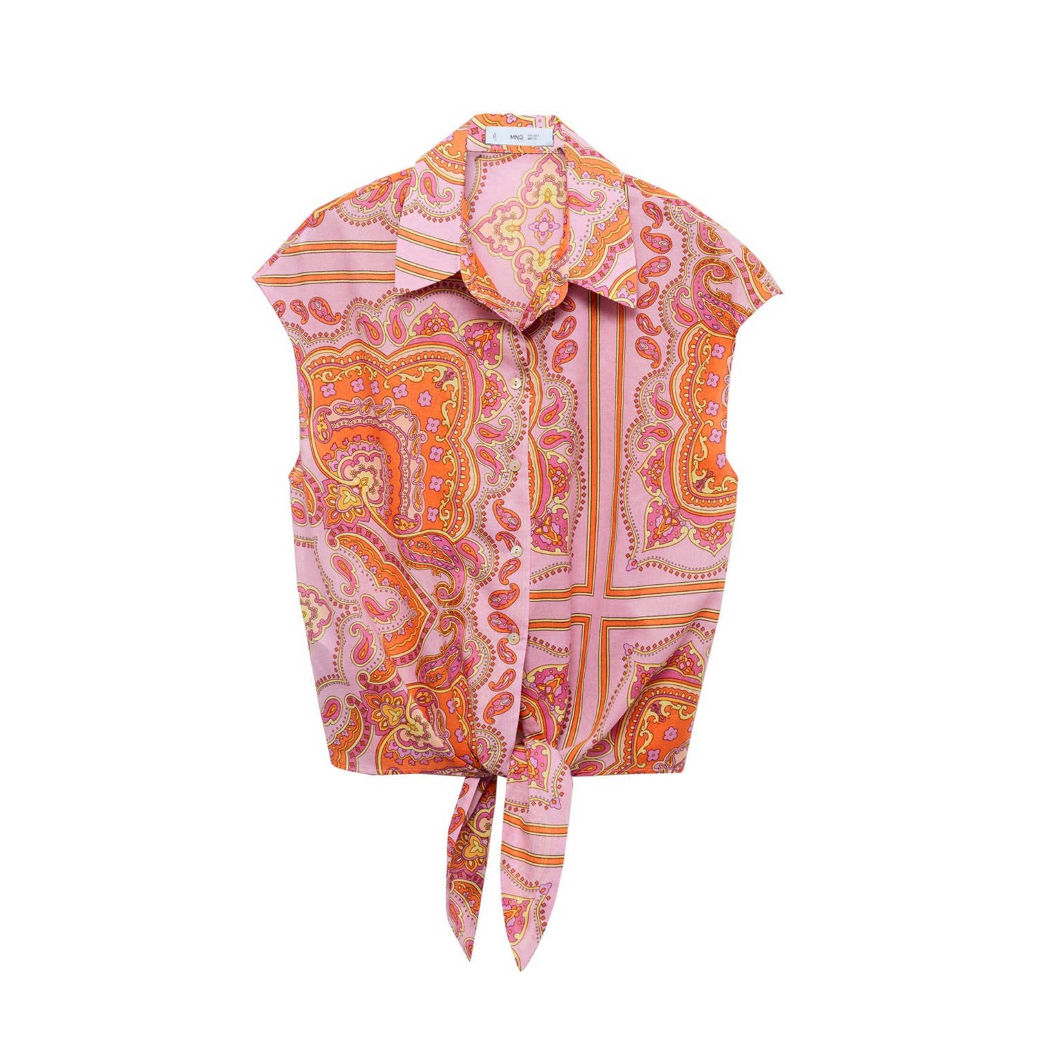 Mango blouse met paisleyprint roze oranje