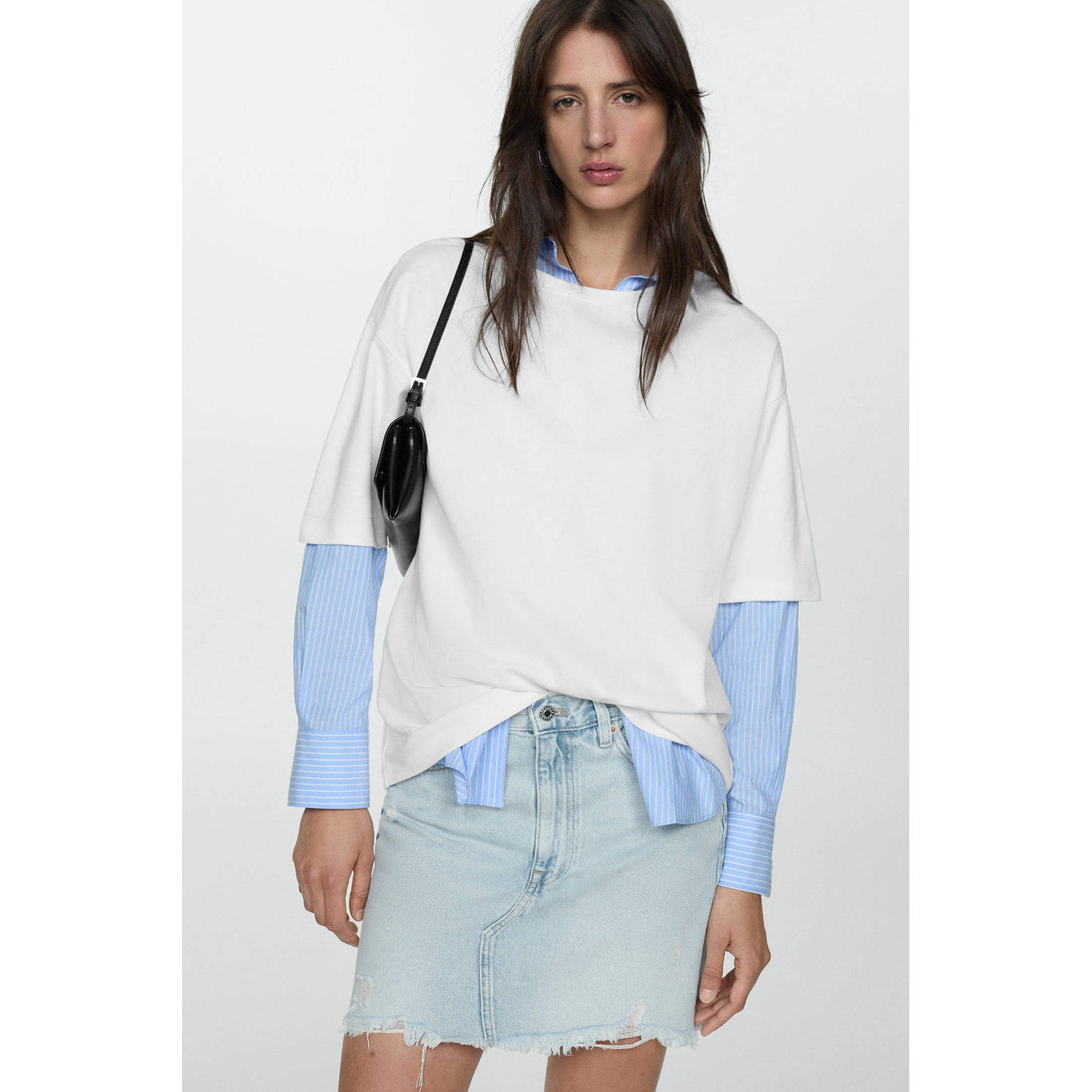 Mango spijkerrok light blue denim