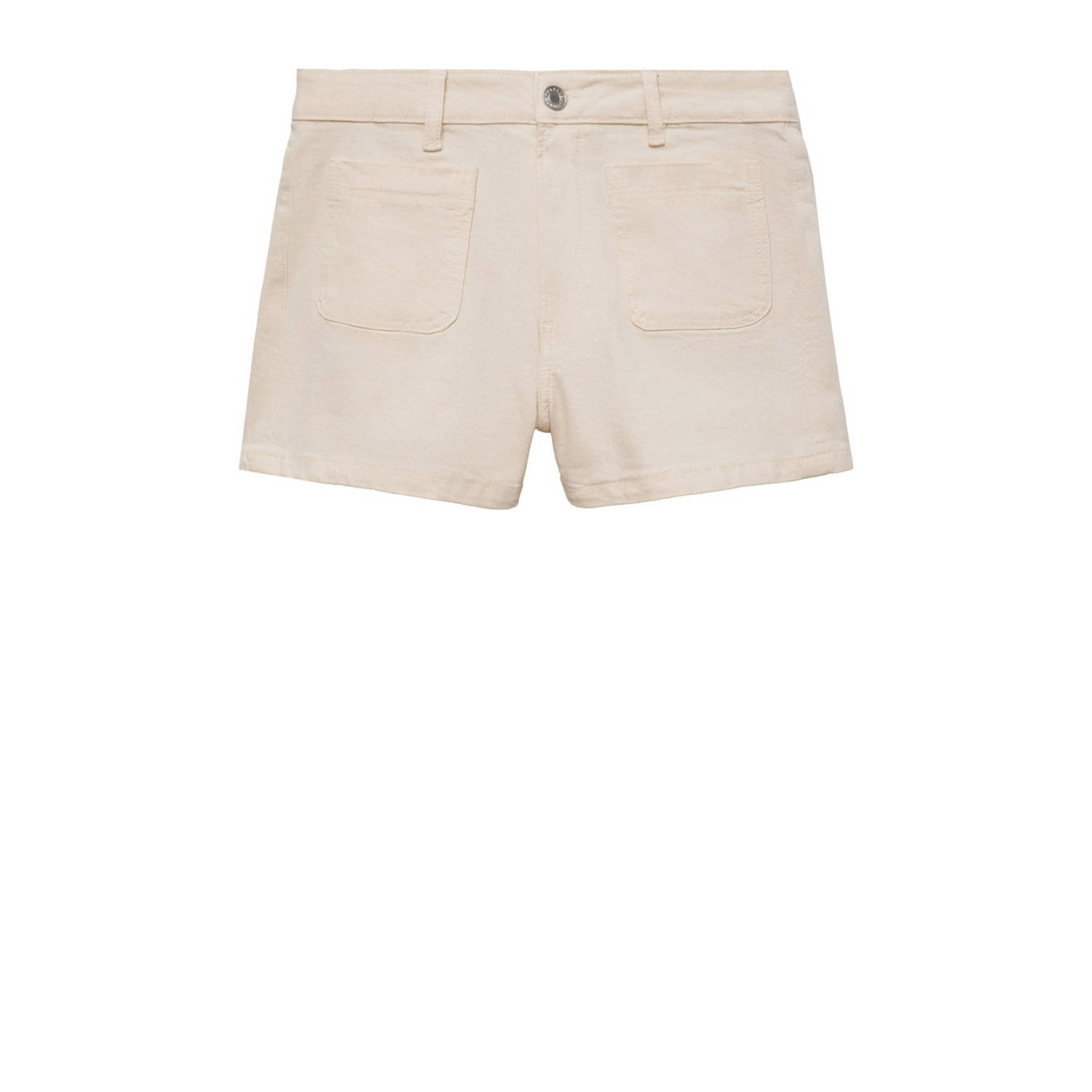 Mango high waist straight fit denim short beige