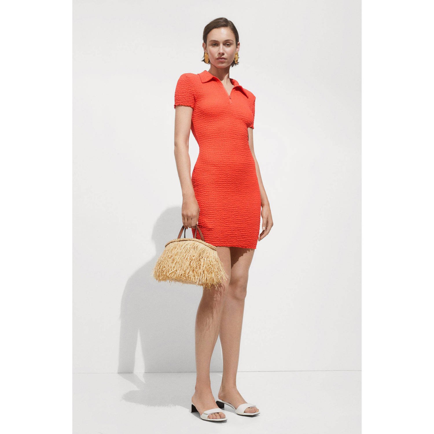 Mango jurk oranje rood