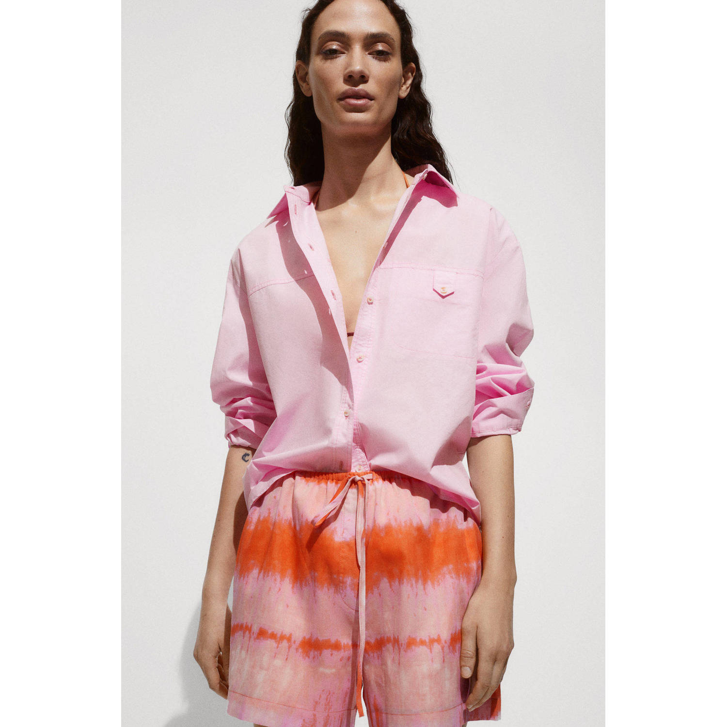 Mango blouse lichtroze