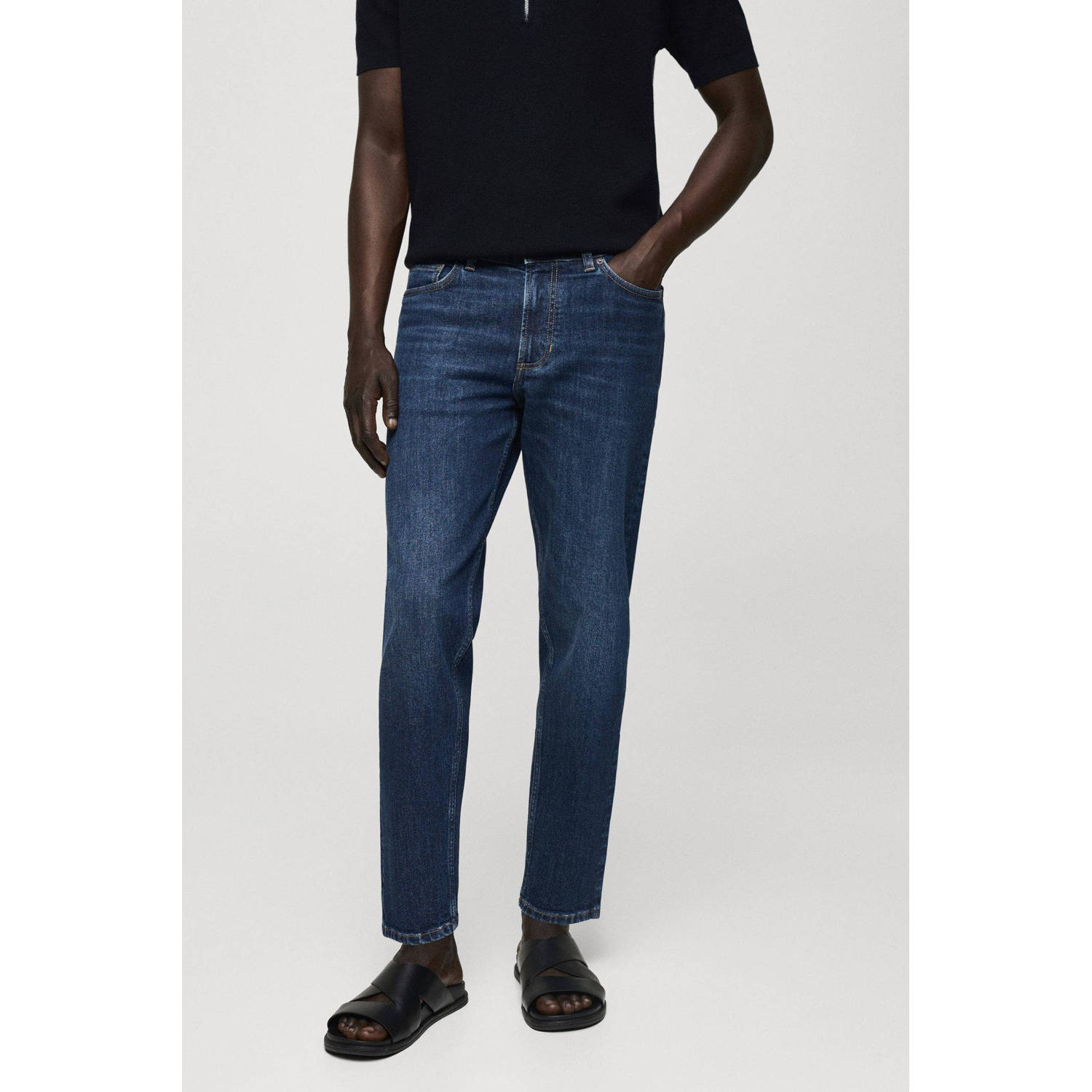 Mango Man tapered fit jeans dark blue denim