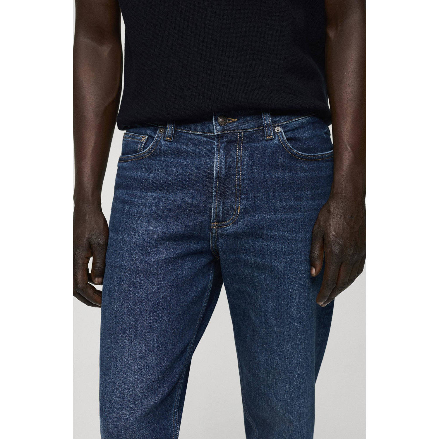 Mango Man tapered fit jeans dark blue denim
