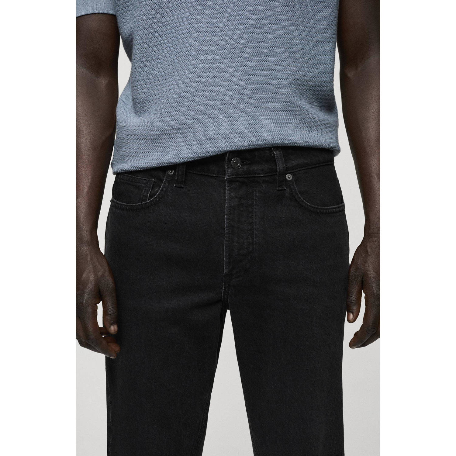 Mango Man straight leg jeans black denim