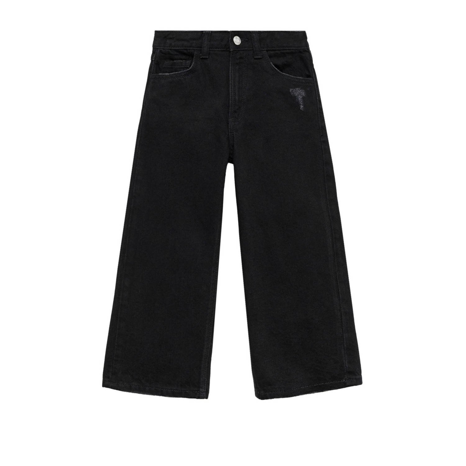 Mango Kids high waist wide leg jeans zwart